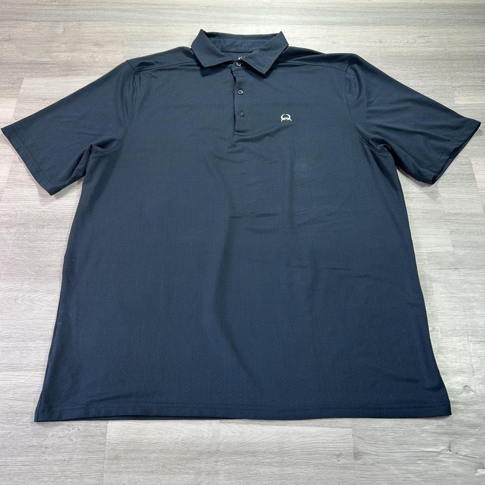 Cinch Polo Shirt Mens Large Blue Geometric Golf Performance Stretch Top Athletic